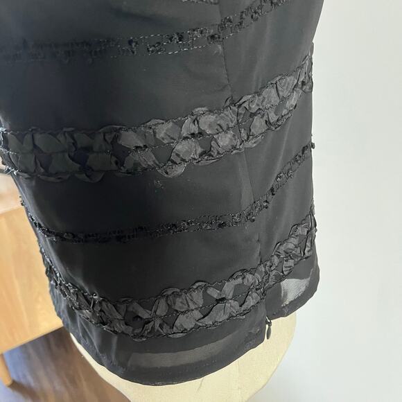 Vtg Y2K Black Ruffle Tank Top Wmns 10P Witchy Whimsygoth Emo Grunge - Picture 4 of 7